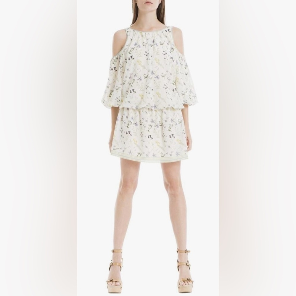 NWT Max Studio London Floral Herb Melina Cold Shoulder Blouson Dress Size M